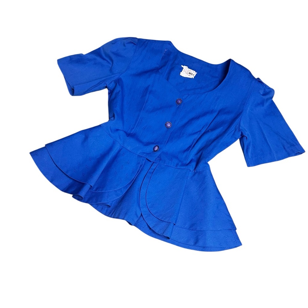 Vintage, blue peplum blazer, size 11 (medium)